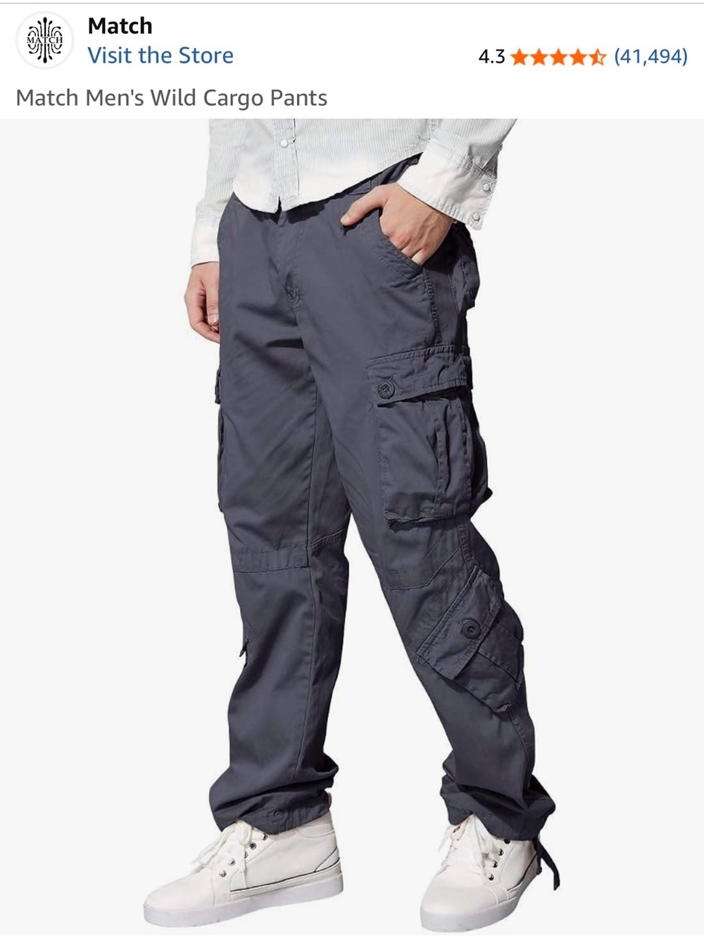 Match Men's Gray Cargo Pants